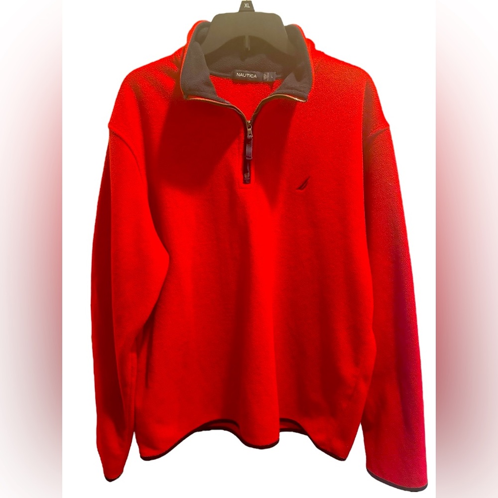 Red Nautica Quarter Zip Sweater size Large